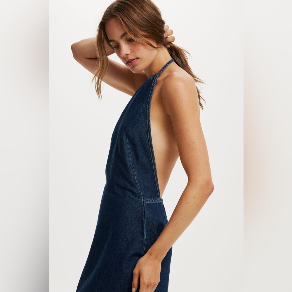 Cotton On Halter Denim Mini Dress - Blue Rinse - Picture 4 of 8